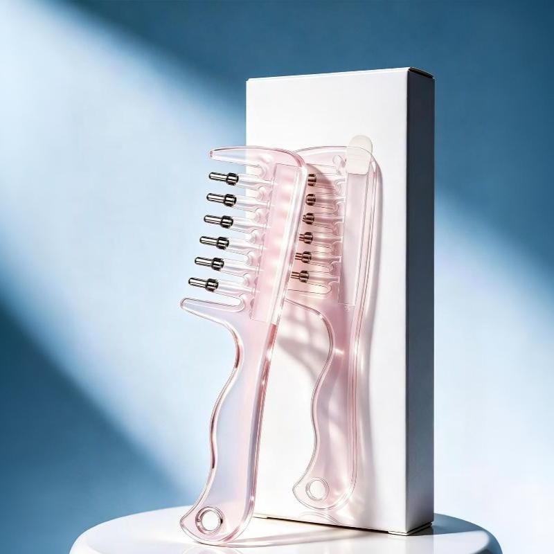 Unisex Liquid Built-In Essential Oil Massage Comb Transparent Scalp Applicator for All Hair Types Nourishing Care: black