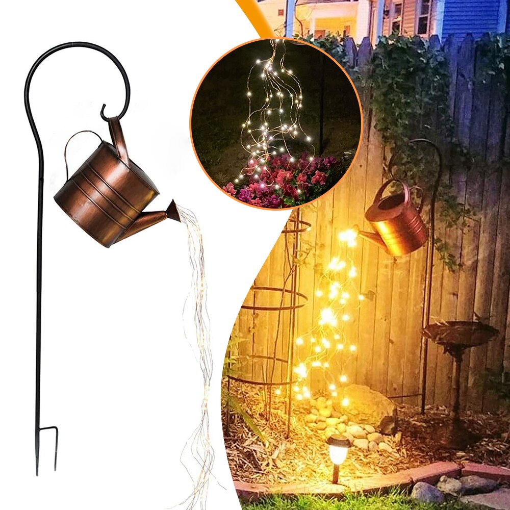 Regadera con luces, tiras de luces de mimbre impermeables, alimentada por batería, luces LED para decoración de interior y exterior