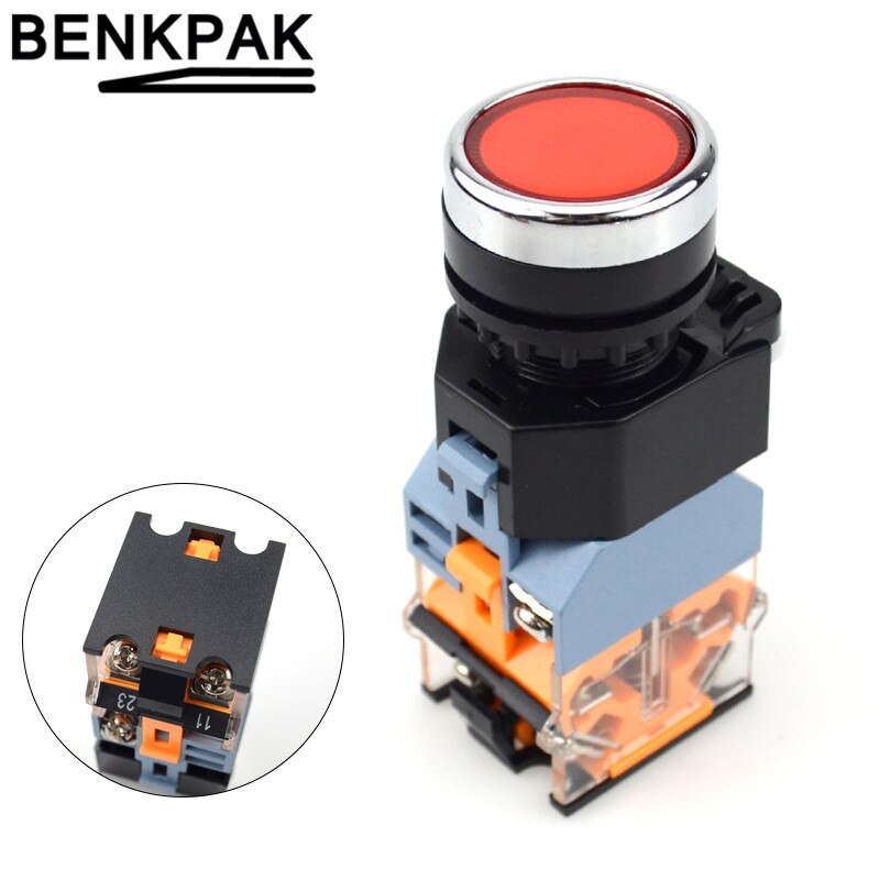 22mm Momentary Push Button Switch with Light 12V 24V 220V 380V LED Indicators