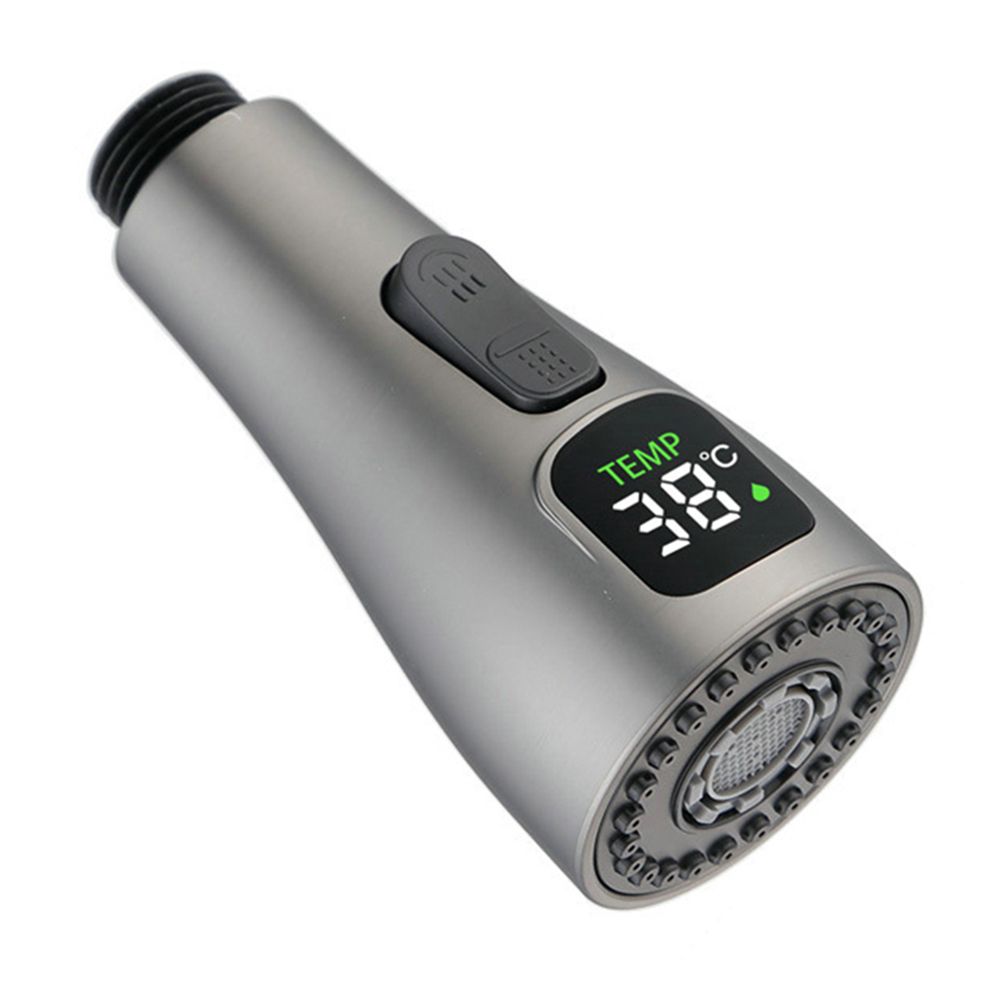 Kitchen Faucet Head LED Faucet Tap Nozzle Replacement Water Saving Reduce Bills Kitchen Swivel Head Digital Pull-out Nozzle: Brown