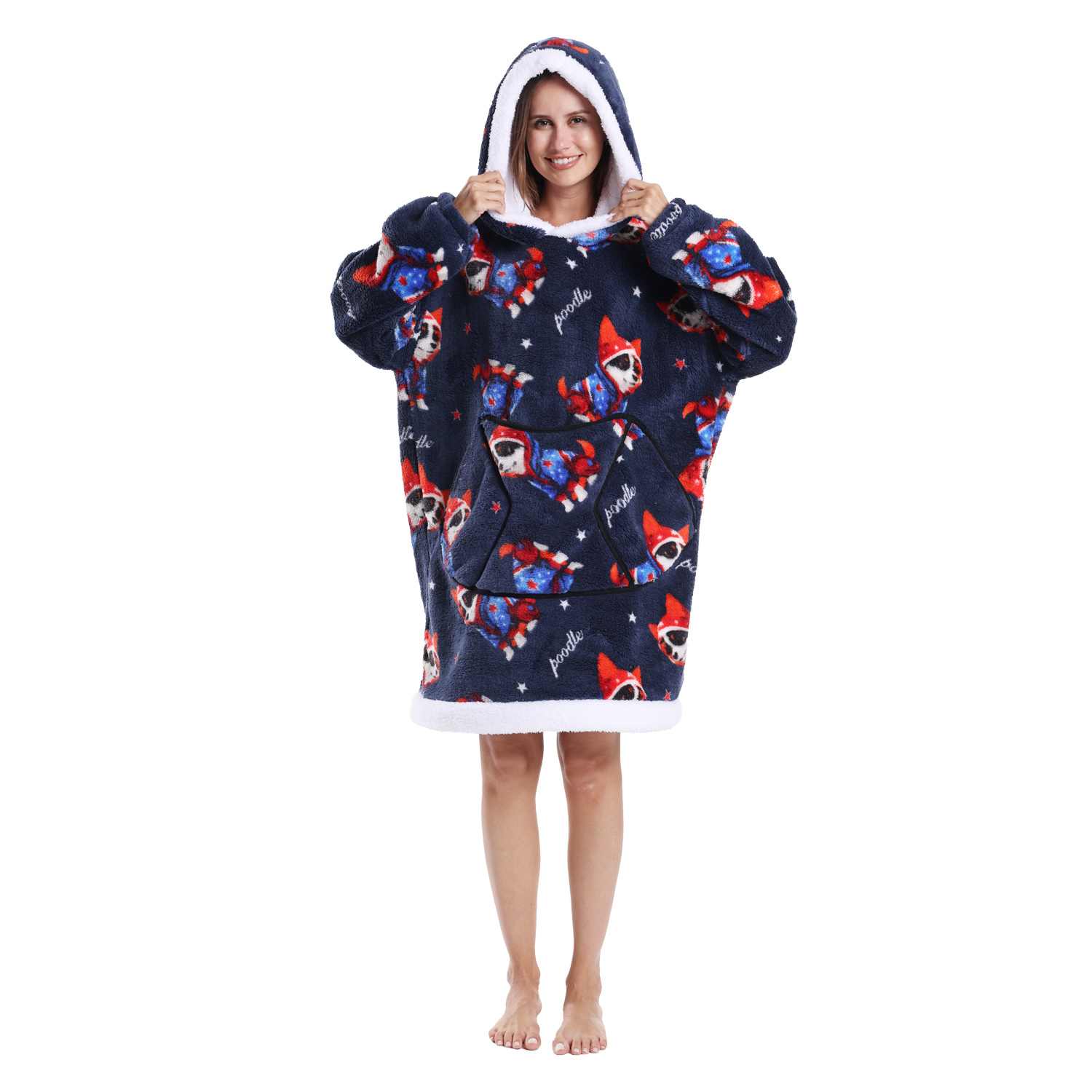 Winter Warm Fleece Fluffy Fuzzy Blanket Hoodie Thick Wearable Blanket Hooded Blanket for Adults Men Women Christmas: Brown