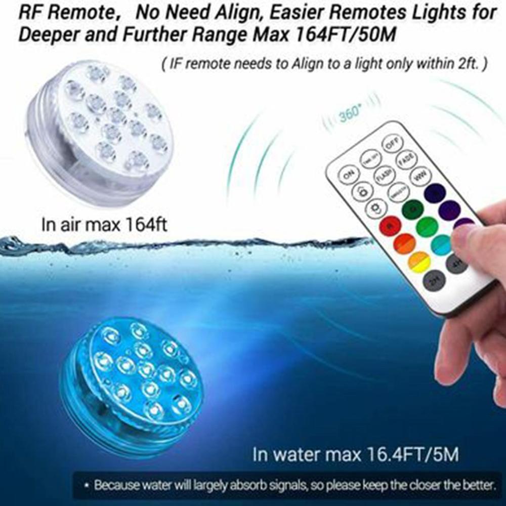 LED Remote Control RGB Diving Lights Battery-Powered Underwater Night Lights Outdoor Party Garden Swimming Pool Decoration Light