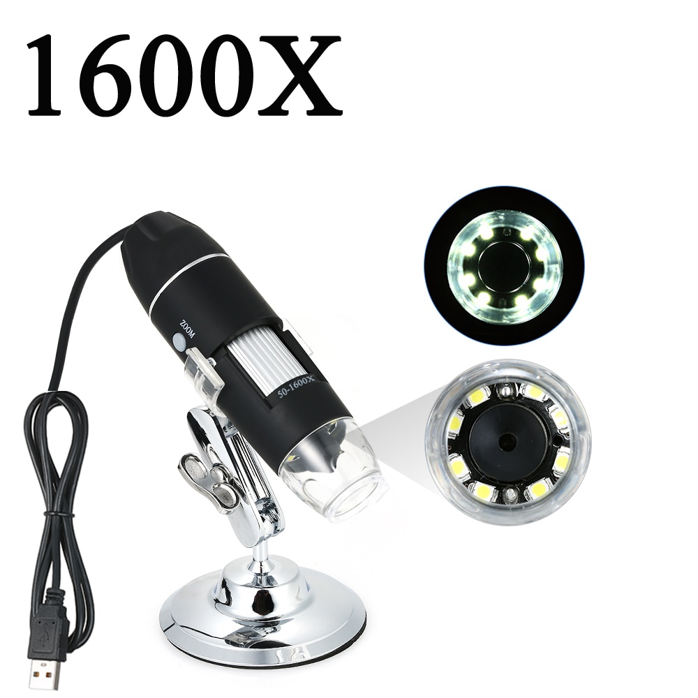 Adjustable 1600X 1000X Digital USB Microscope Microscopio Magnifier Electronic Stereo USB Endoscope Camera 0.3MP 8 LED
