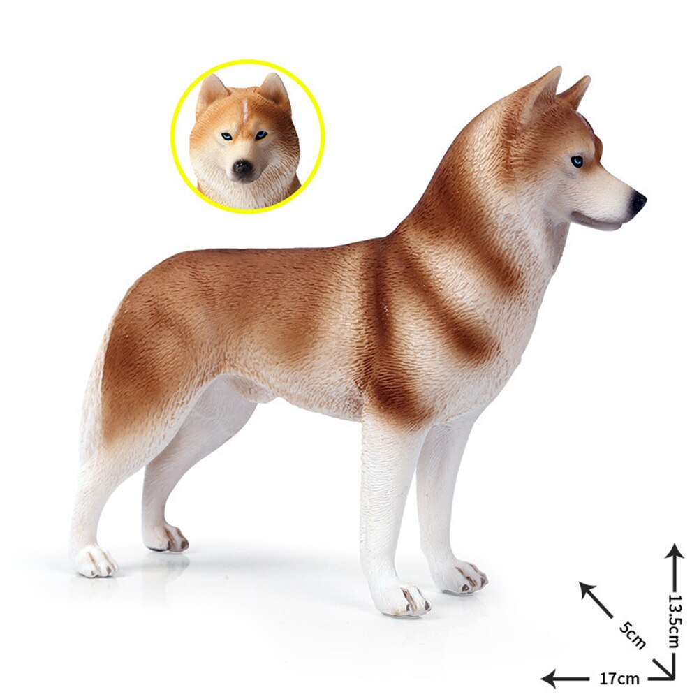 Simulazione cane Husky plastica modello animale Desktop ornamento Decor giocattolo per bambini modello animale figure figurine per giocattoli per bambini