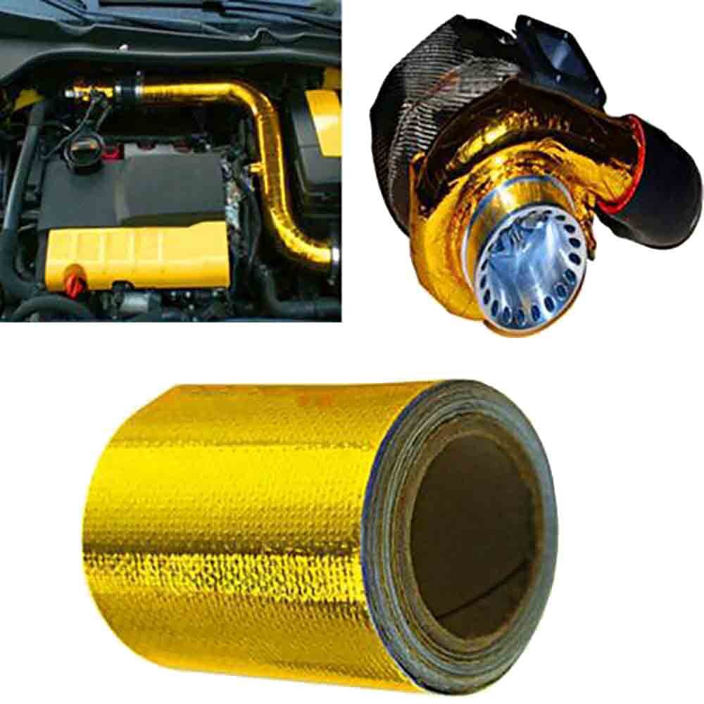 15FT Gold Intake Warmte Reflecterende Tape Wrap Hoge Temperatuur Auto Vervangende Onderdelen Automotive Goederen Auto Accessoires