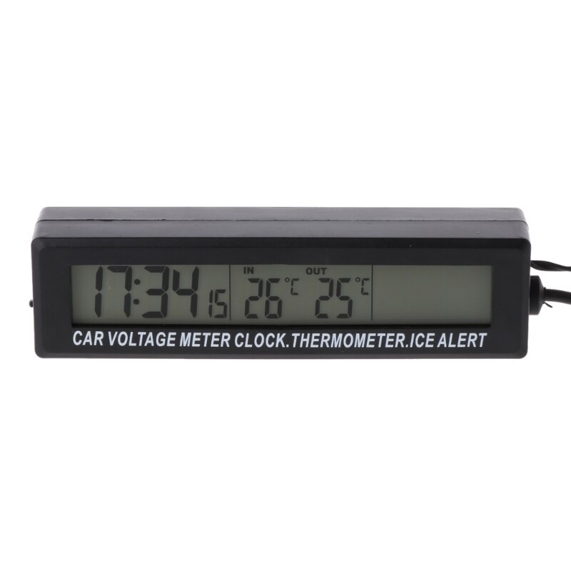 Auto Black Clock Car Voltage Car Digital Temperature Thermometer Alarm Clock 23GC