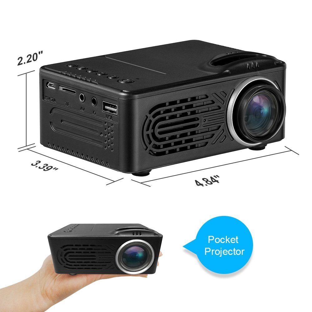 LCD Mini Projector, Multimedia Draagbare Home Theater Projector Ondersteuning 16: 9 & 4: 3 Full HD 1080 P, USB, AV, Tf-kaart voor 25-80 inch IK