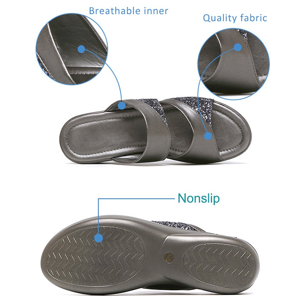 Women Bling High Heel Pumps Ladies Platform Sandals Slipper Peep Toe Mules Wedges Slides Wedding Shoes Zapatos De Mujer