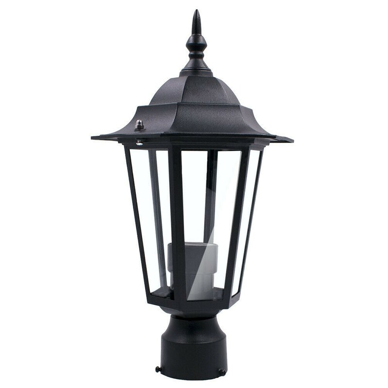 Post Pole Licht Outdoor Tuin Patio Oprit Yard Lantaarn Lamp Zwarte Top