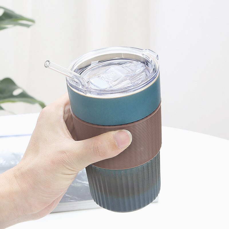 Thermische Isolatie Hittebestendig Mark Koffie Porseleinen Beker Met Deksel En Stro Creatieve Auto