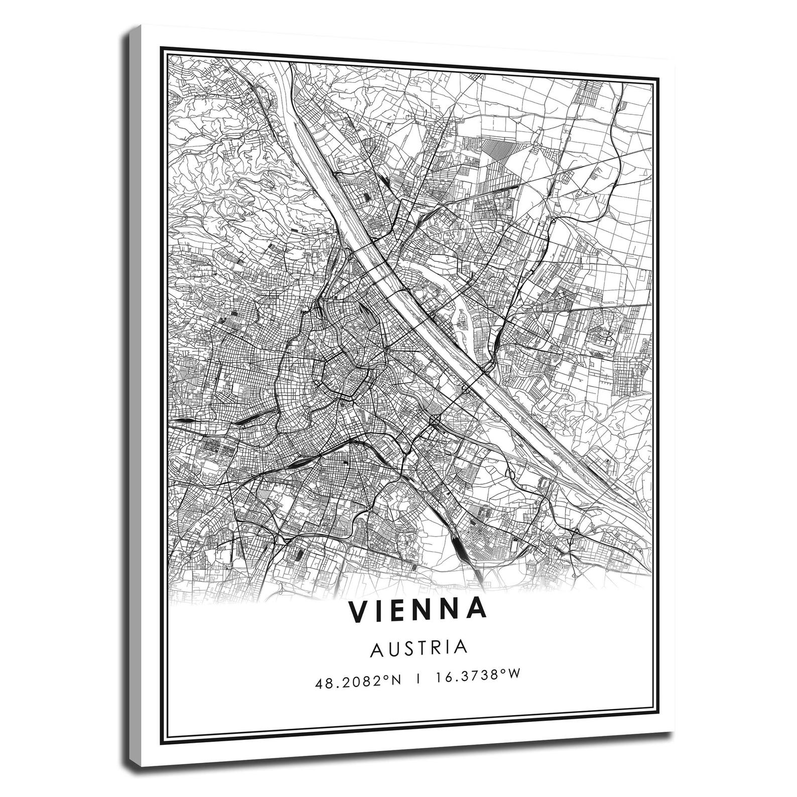 Vienna map print poster canvas | Vienna Austria city map print poster canvas