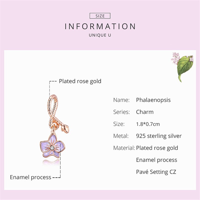 Fit Vrouwen Armband Of Ketting 100% 925 Sterling Zilveren Vlinder Orchidee Rose Gouden Hanger Diy Sieraden