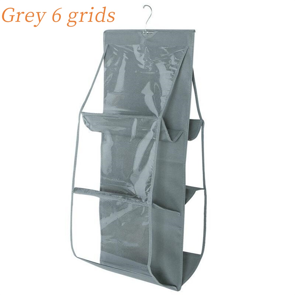 Organisateurs de placard suspendus pour sac à main ou sac à main, 6/8 grilles, cintre Transparent pour vêtements et soutien-gorge, rangement sur le mur, 1 pièce: Rouge