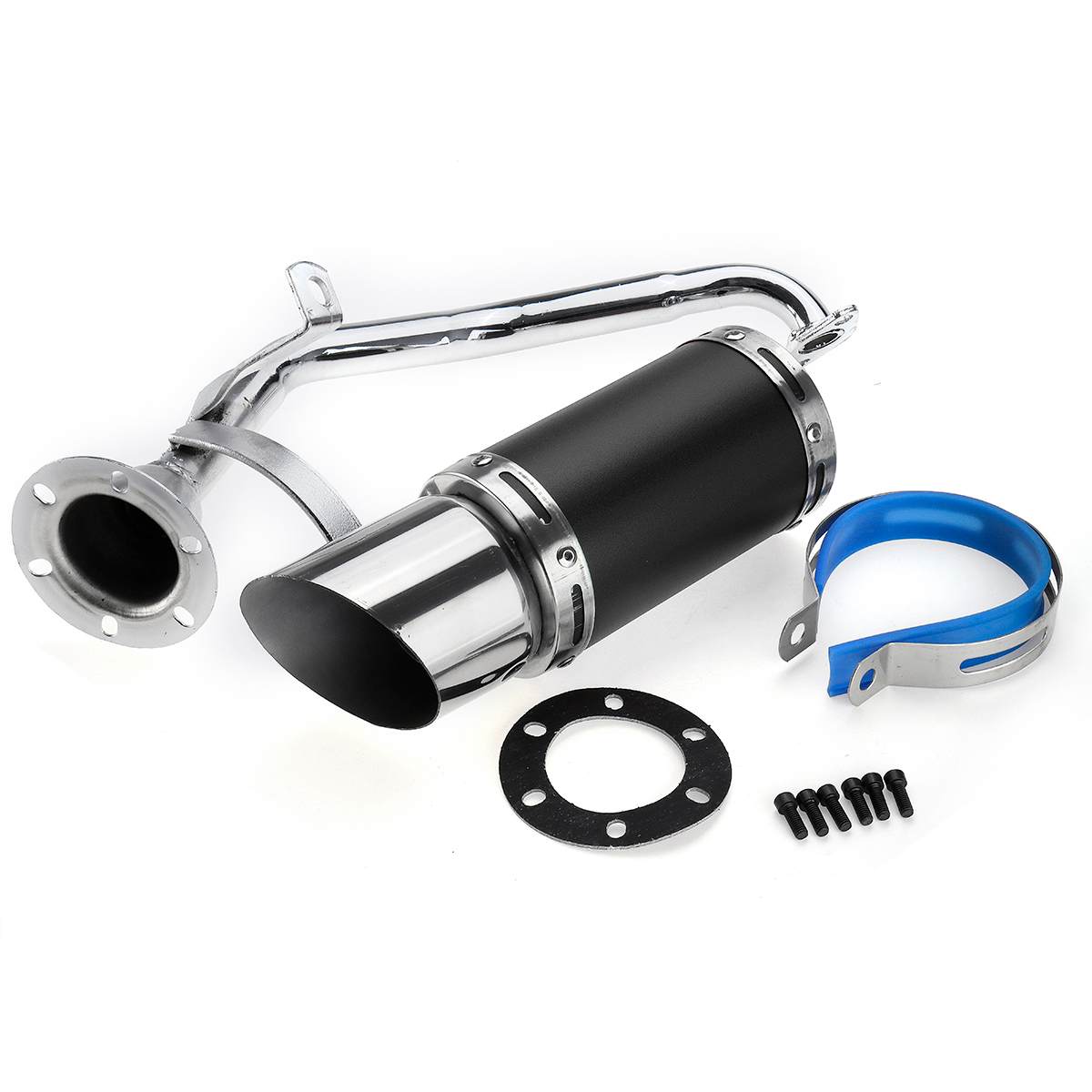 50mm/2in GY6 Performance Motorcycle Exhaust silencer Stainless Steel Short Carbon Fiber For 4 Stroke Scooter GY6 125cc 150cc: Black