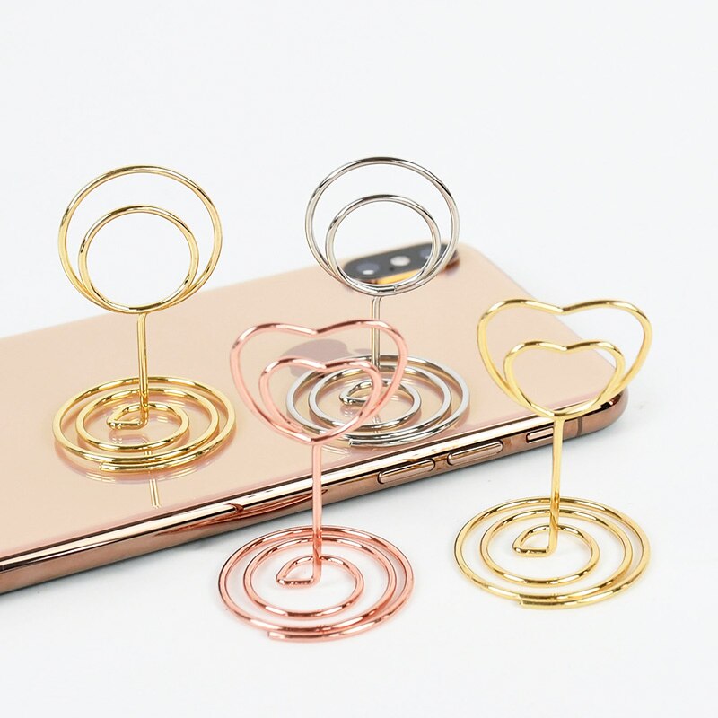 10 Uds. Portatarjetas de Metal, soportes con Clip para fotos, mesa de boda, número, nombre, soporte para letrero para boda, de cumpleaños, decoración del hogar