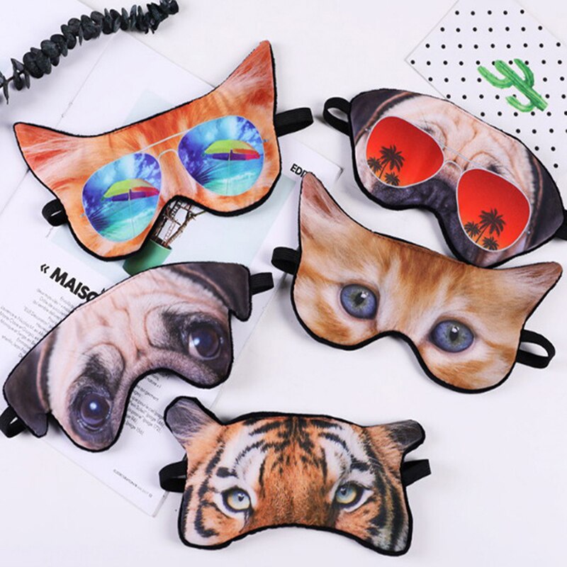 1 stuk ooglapje, schattig dierenprint slaapmasker, blinddoek, ontspannende slaap, reishoezen, oogkapje, slaapgereedschap