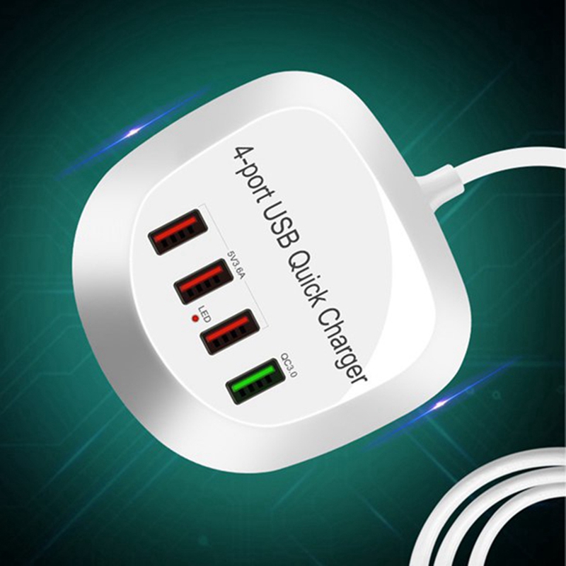 USB Charger Hub with Quick Charge 4 USB Port Portable Fast Phone Charging Station for Home Office Desktop Travel US Plug