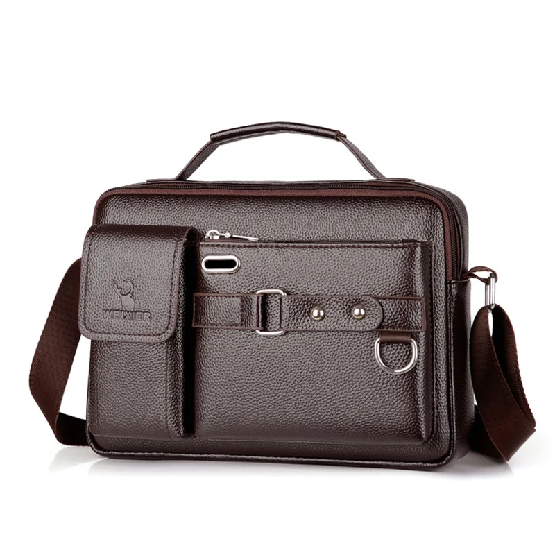 2024 Mannen Schoudertas Voor 10.4 "Ipad Pu Leer Zakelijke Handtassen Mannen Messenger Bags Mode Man Crossbody tas: Bruin