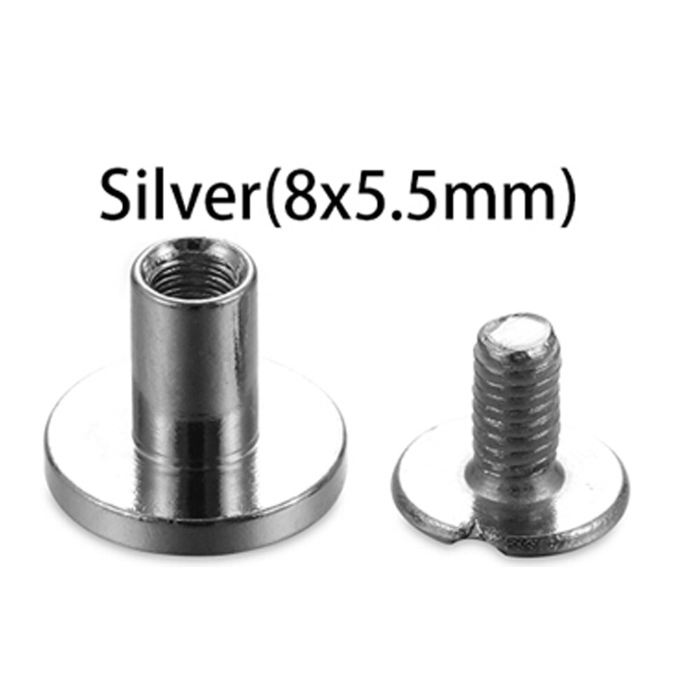 20Pcs Schraube Nagel Nieten Für Leder Handwerk Gürtel Feste Messing Nagel Nieten Schrauben Tuch Taste Dekoration Nagel DIY sammelalbum: silver 8x5.5mm