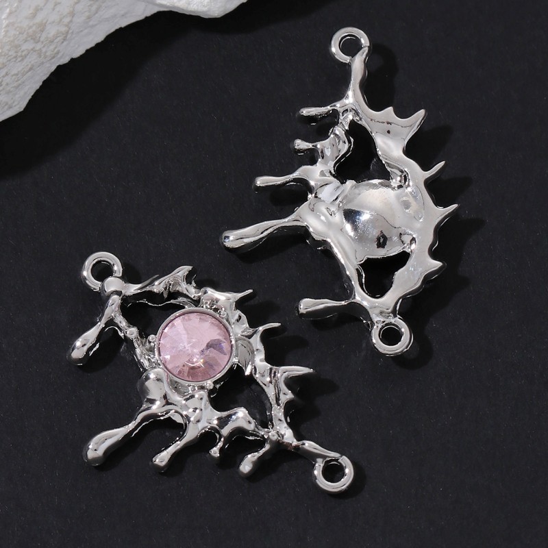 5 stuks roze vlinder-, ster- en hartvormige emaille bedeltjes, schattige  y2k leuke hangers in coole stijl voor het maken van zelfgemaakte sieraden.: Verzilverd