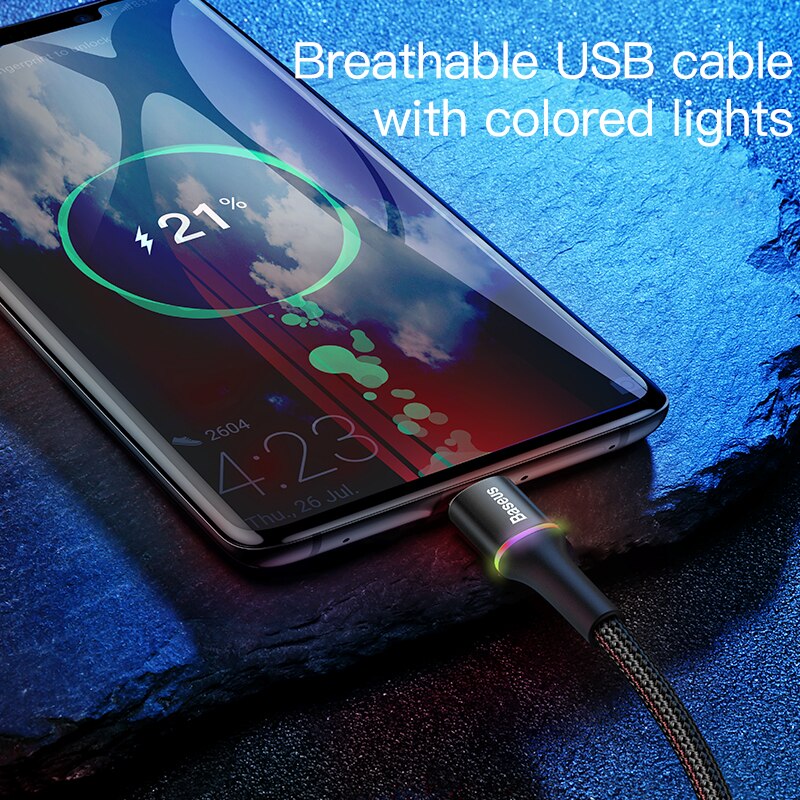 Baseus Usb Type C Kabel 3A Snel Opladen Voor Samsung Mobiele Telefoon Usb Draad Lader Data Kabel 3M Quick charge Usb-kabel Voor Xiao