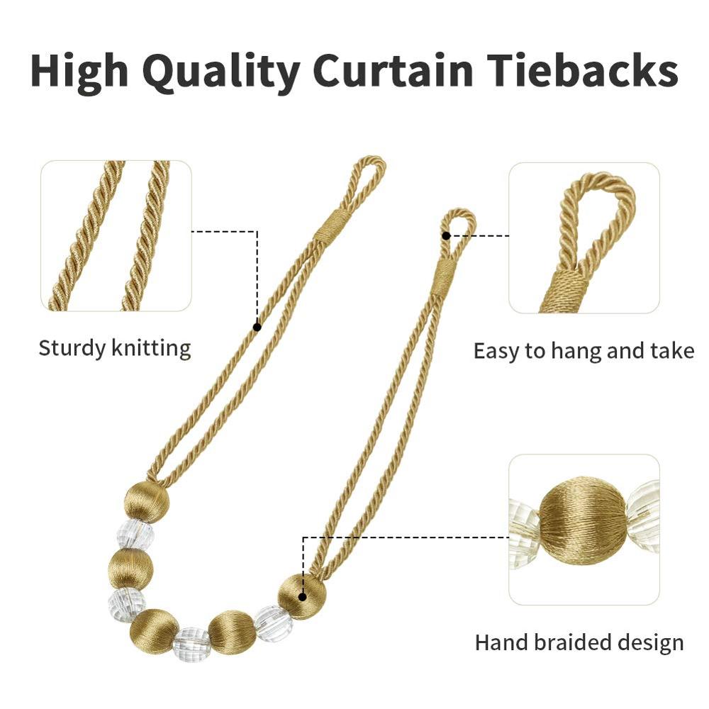 2 Stuks Gordijn Tie Backs Touw Gordijn Tiebacks Met Elegante Kristallen Kralen Gordijn Decor Accessoires Clips Gordijn Houder Voor Laken
