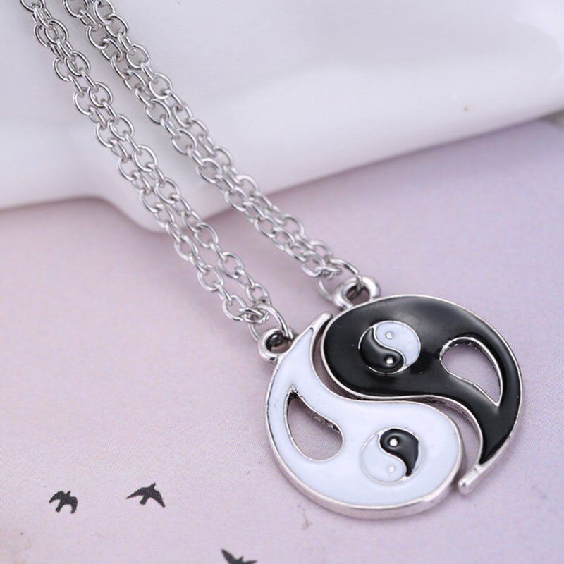 2 Stks/set Yin Yang Hanger Ketting Zwart Wit Paar Ketting Zus Vriend Vriendschap Sieraden