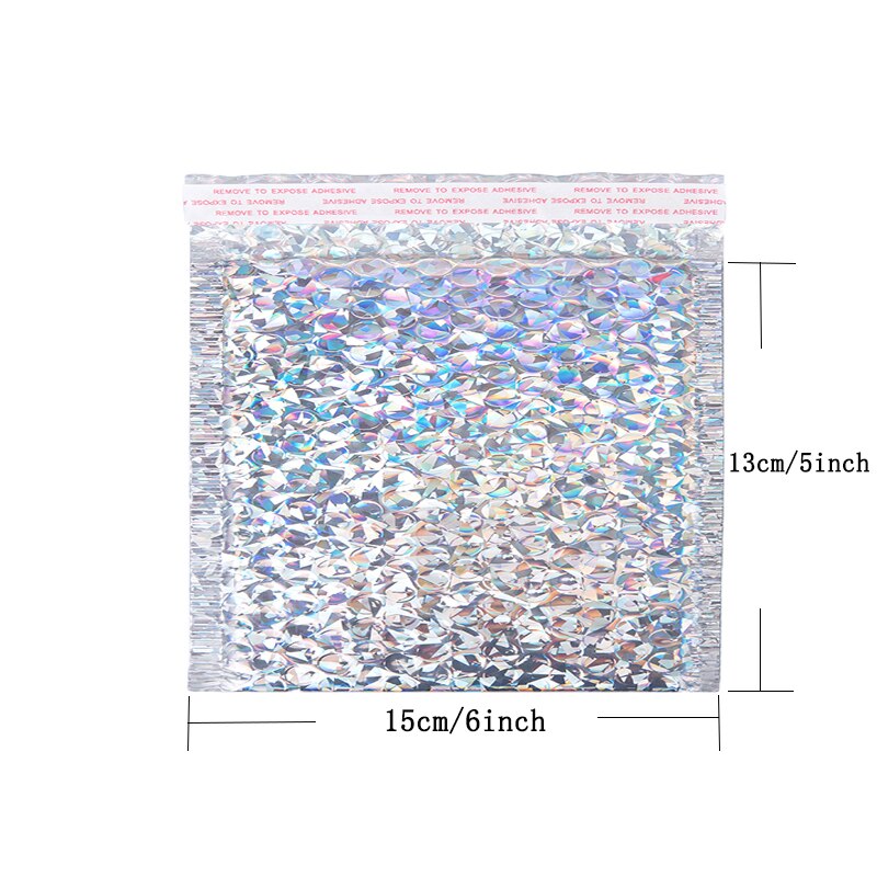 50 PCS/Lot Rose Gold Plastic Bubble Envelopes Bags, Padded Envelope, Waterproof Bubble Bags: Laser 15x13cm