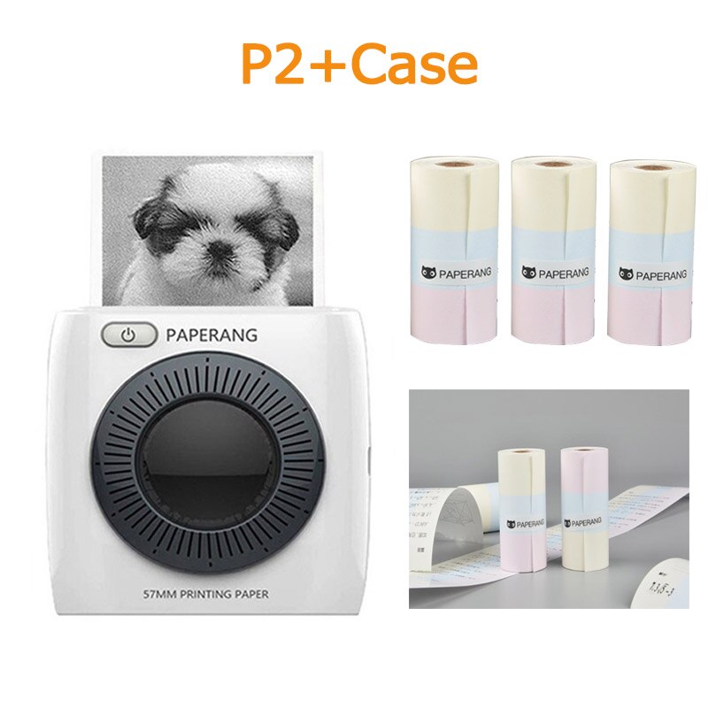 PAPERANG P2 Pocket Mini Portable Bluetooth Printer Phone Photo Wireless HD Thermal Label Printer For Mobile Phone Android iOS: P2 3 Color Paper