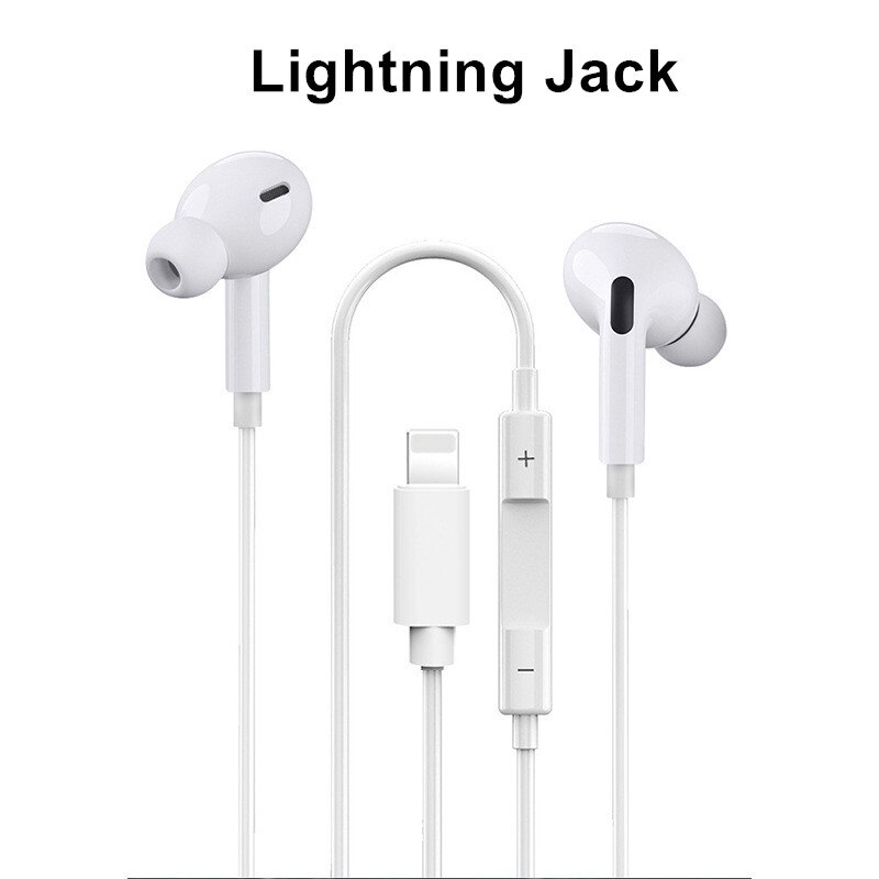 For iPhone 7 earphone Wired 8Pin Lighting earphones with Mic In-ear Handsfree 3.5mm jack Earphones for iPhone 7 8 X XR XS 11: Lightning Jack