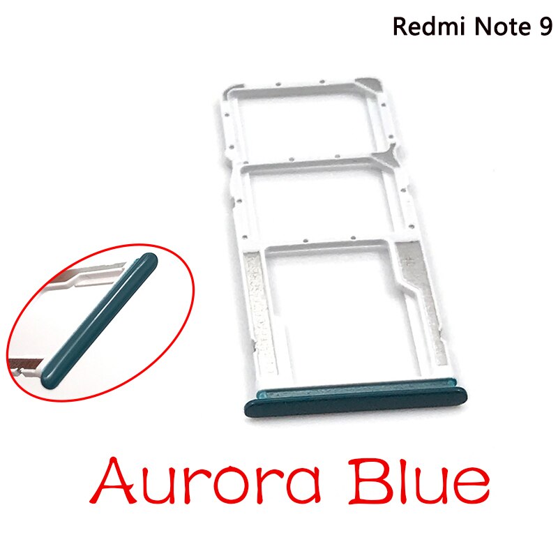 Nueva bandeja Sim para Xiaomi Redmi Nota 9 soporte para tarjeta Sim bandeja de recambio de soporte de ranura partes para Xiaomi Redmi Nota 9 S Nota 9 Pro: Note 9 Blue