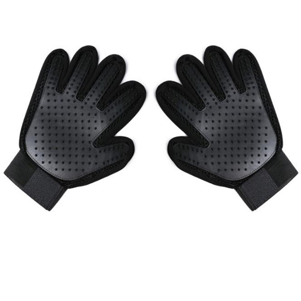 Guante de aseo para gatos, cepillo de limpieza de mascotas de goma y lana para eliminar el pelo, peine para gatos, cepillo limpiador para masaje y removedor de pelo: 2pcs black