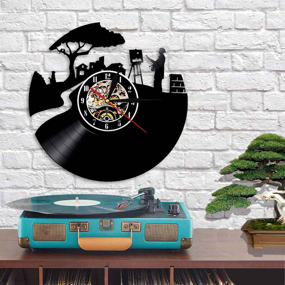 Artist Peaceful Painter Vinyl 3D Wall Clock Artist Drawing Wall Art Decor Modern Handmade Disk Craft For Artists
