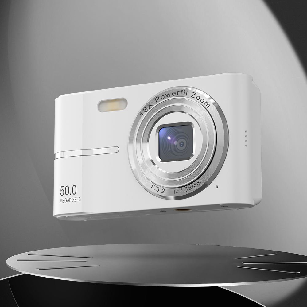 Cámara Digital con enfoque automático, 50MP, FHD, 1080P, cámara para niños, Zoom 16x, cámaras de vídeo Flash integradas, de cumpleaños para adultos y niños: Rojo