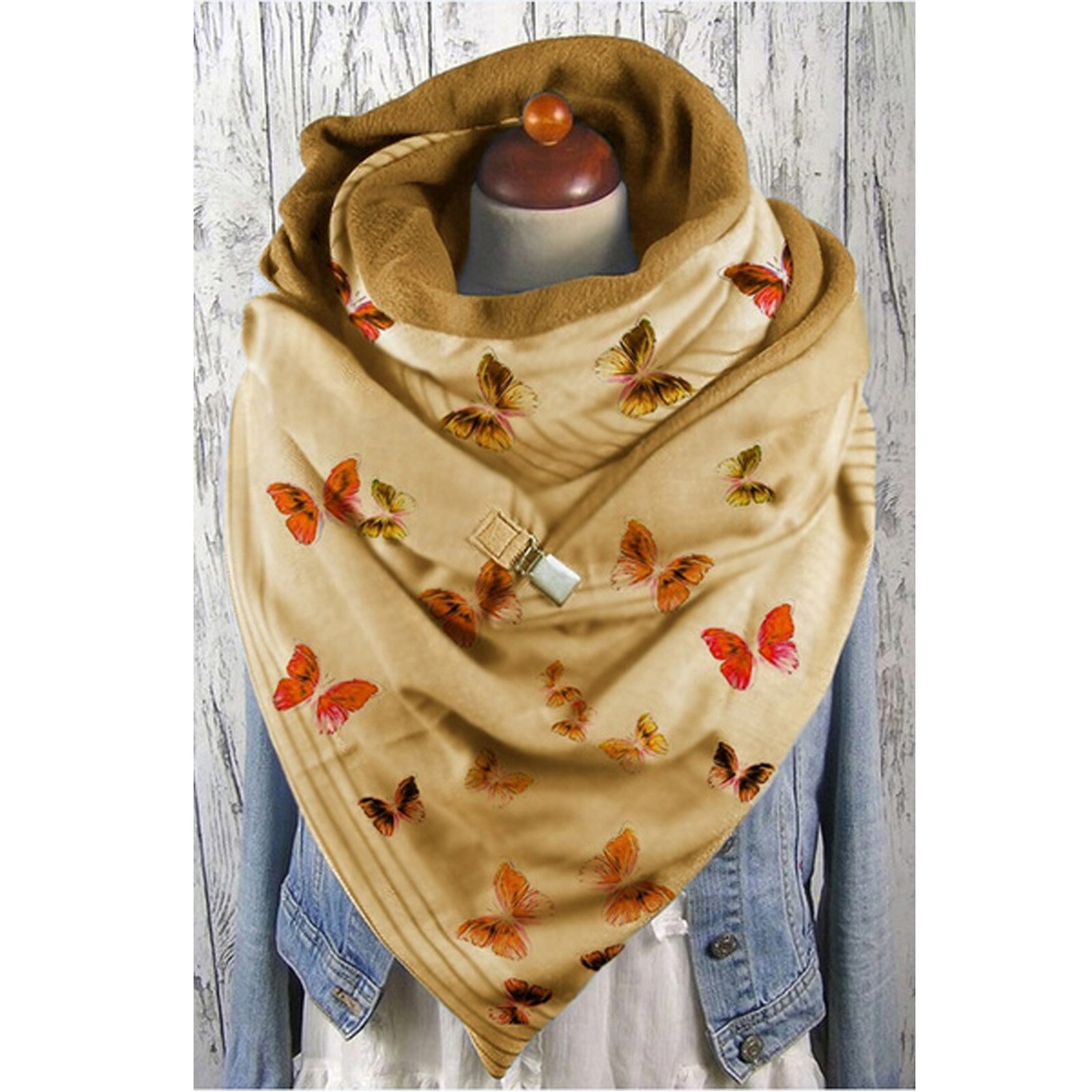 4@ Winter Women Scarf Winter Women Printing Button Soft Wrap Casual Warm Scarves Shawls Bib Warm Scarves Shawls: F