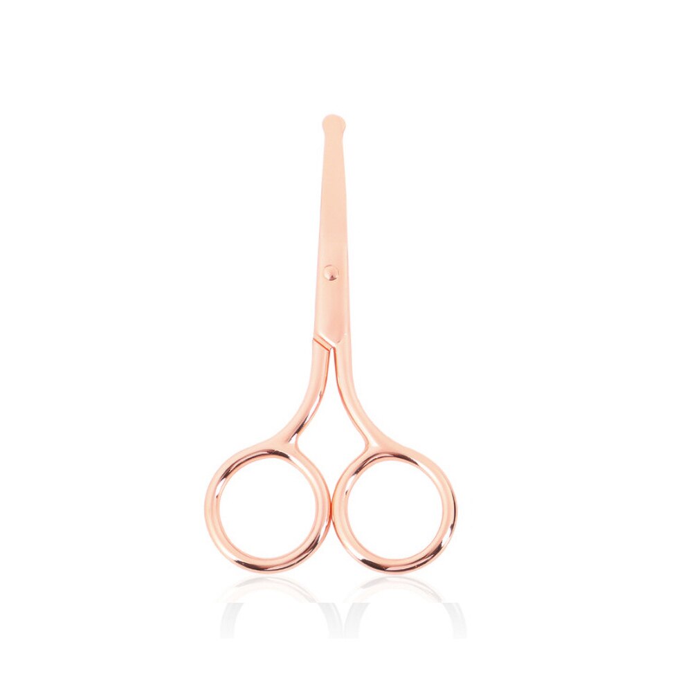 Nose Hair Scissor Stainless Steel Eyebrow Nose Hair Cut Manicure Facial Trimming Makeup Scissors Safety Hair Removal Tools: rose gold 3pcs