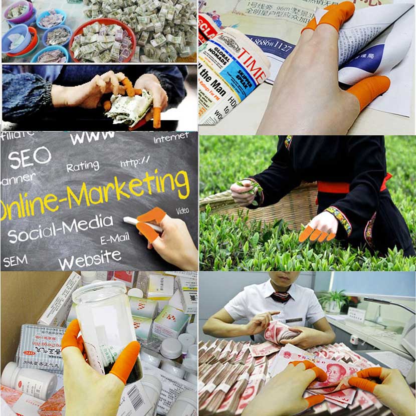 Gants pour doigt en Latex, 100 pièces, gant en caoutchouc antidérapant Orange, pour comptage, travail de comptage, couvertures d'ongles, couvertures de protections, vêtements antistatiques