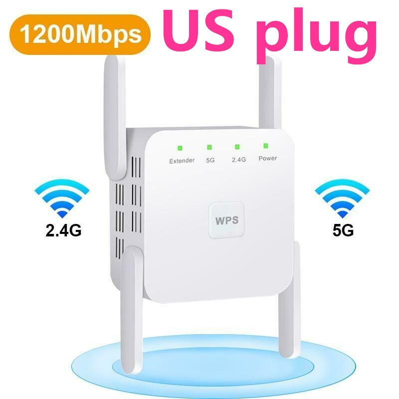 Draadloze Wifi Repeater Wi-fi Booster 2.4G/5Ghz Wifi Versterker 300/1200 M Signaal Wifi Lange Range Extender 802.11ac Access Point: 5G 1200M white US