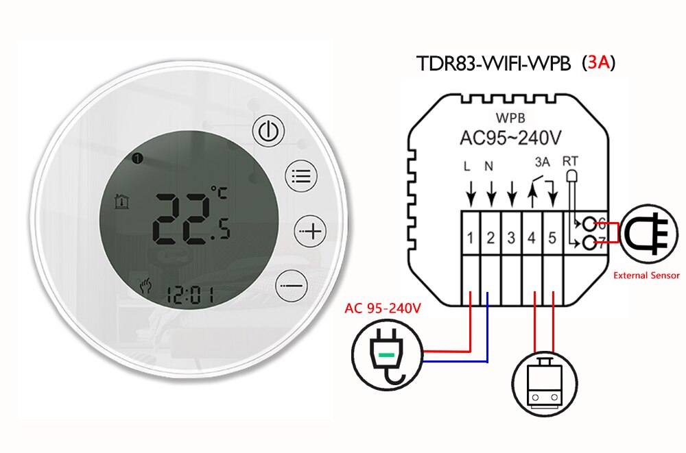 Beok Wifi termostato per riscaldamento caldaia a gas 220V portato regolatore di temperatura dello schermo compatibile con Bluetooth Google casa Alexa: Gas Boiler Heating