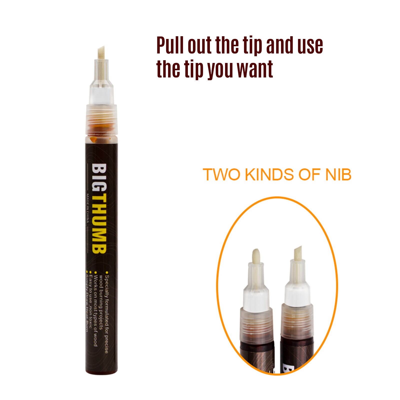 Pyrography Marker Chemical Wood Burning Scorch Marker Pen 4pcs Wood Slices Safe Tools for DIY Projects Wood Painting