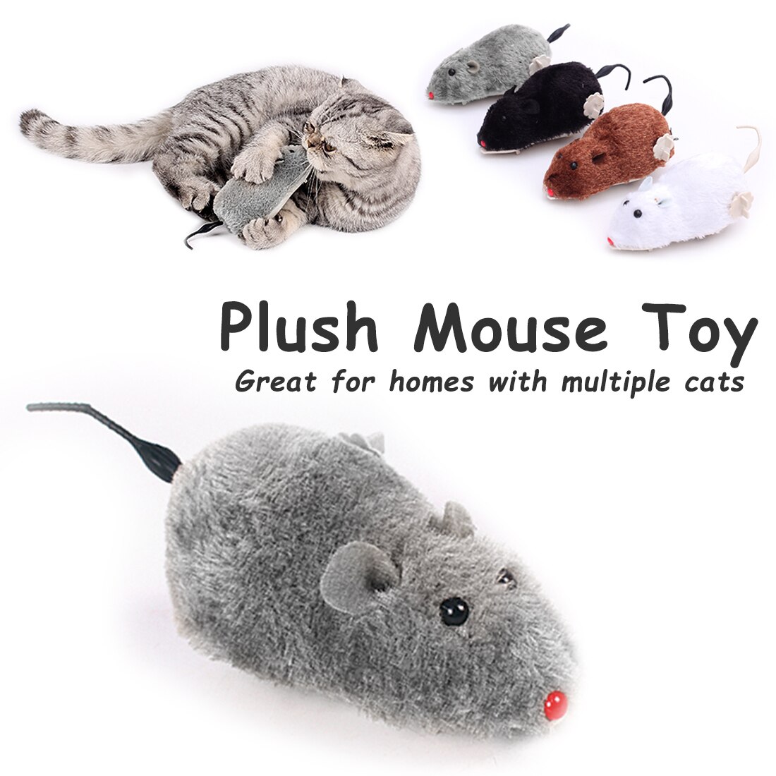 horloge puissance en peluche souris jouet chat chien jouant jouet mécanique mouvement Rat souris artificielle accessoires pour animaux de compagnie