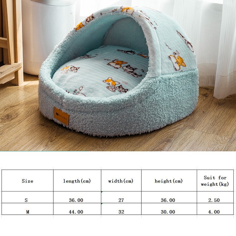 Hondenmanden voor kleine honden, honden- en kattenmand, uitneembaar hondenhok, warm hondennest, hondenhokkussen, kattenhuis, kattenhuis, huisdierproducten: Blauw / M