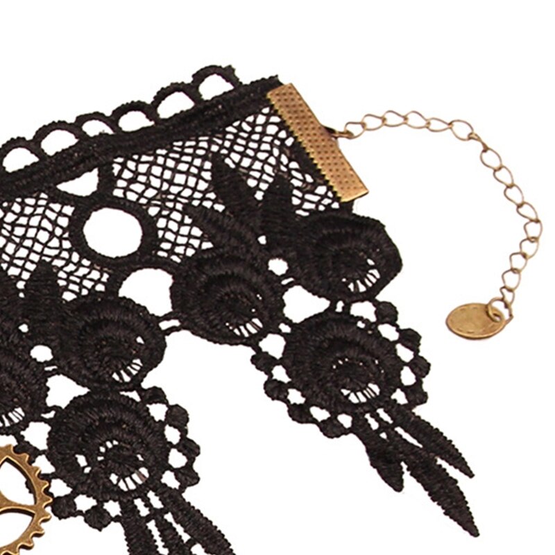 Choker Ketting Voor Steampunk Halloween Punk Kostuum Party Retro Gear Klok H8WF