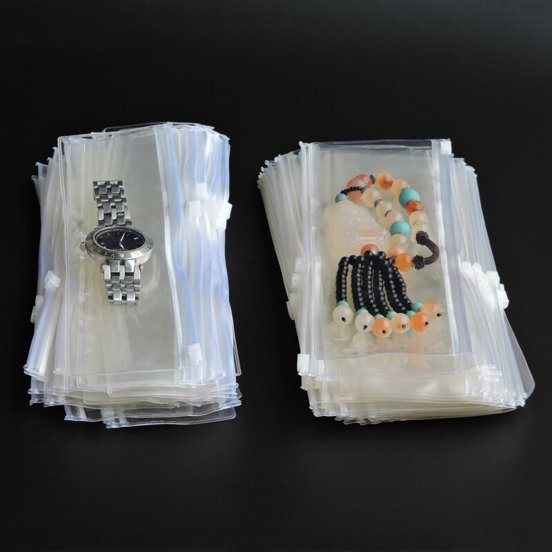 StoBag 50 stücke Lange Hohe Klar Kunststoff PVC Schmuck Postleitzahl-sperren Taschen Wasserdichte Staubdicht Batterie Ohrring Perlen Verpackung Lagerung Taschen