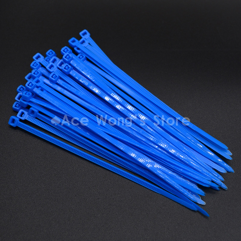 100 Stks/pak 3*100mm breedte 2.5mm blauw Fabriek Standaard zelfsluitende Plastic Nylon Kabelbinders, Wire Zip Tie
