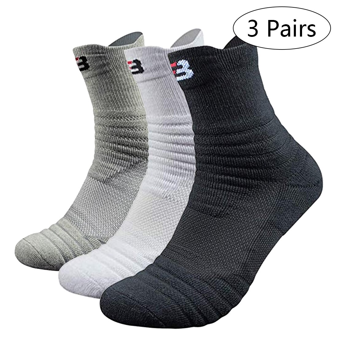 Basketball Sport Socks velonoski Winter Thick Outdoor Sports Fitness Compression Sock Chaussette Homme Sport: 3 pairs