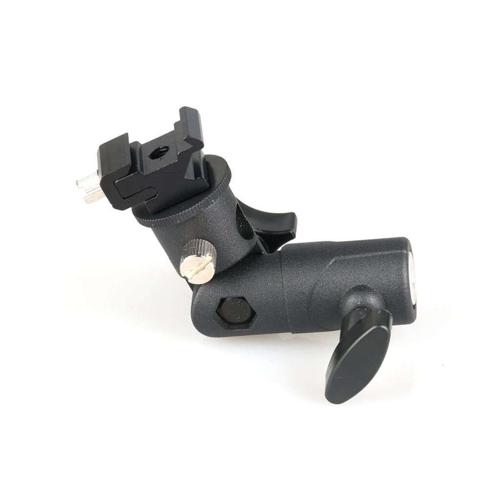 E Type Metal Flash Bracket Universal Shoe Speedlite Umbrella Holder With 1/4" to 3/8" Screw Mount Swivel Adapter