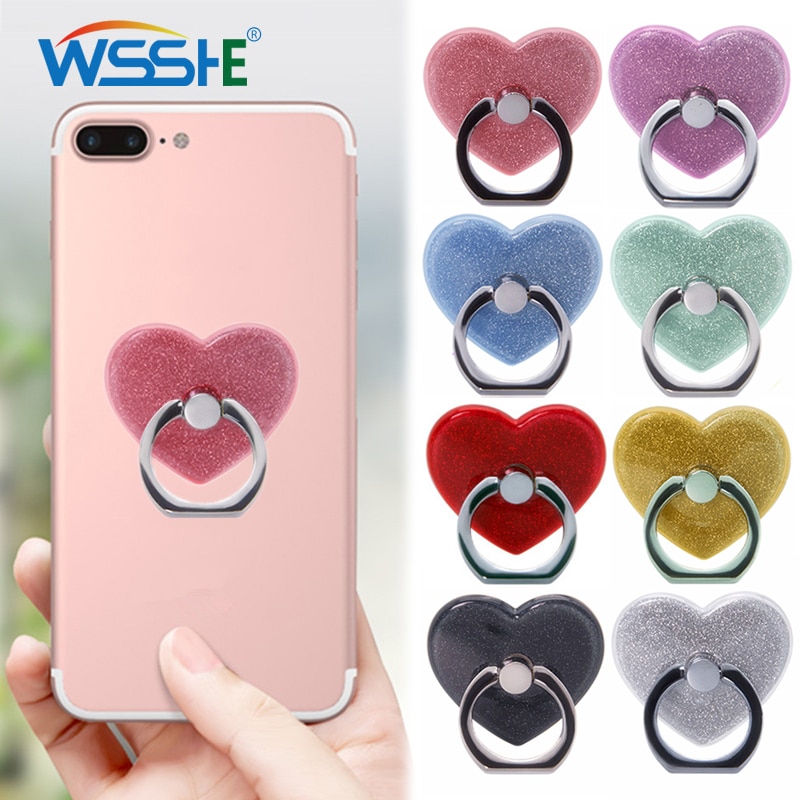 Phone Ring Holder for Tablet pc Mobile Phone Holder Stand Universal Phone grip Heart-shaped Finger Ring Holder Car Mount Stand