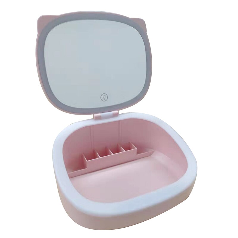 Carino Disegno del Gatto Lampada Da Tavolo A portato Specchio Pieghevole Specchio per Il Trucco Del desktop Specchio per Il Trucco Dormitorio Da Tavolo Luce di Riempimento