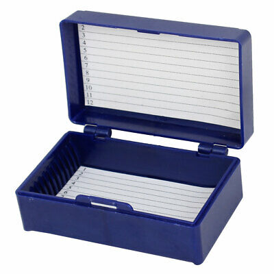 Royal Blue Plastic Rectangle Shape Hold 12 Microslide Slide Microscope Box